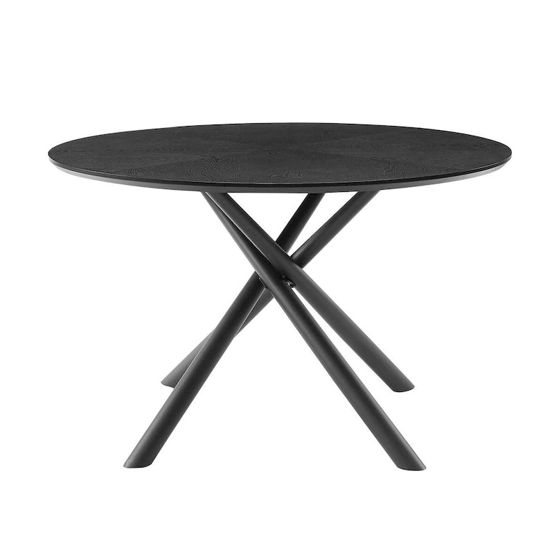 Table à manger ronde en noyer noir avec pied en croix pour cuisine, salle à manger