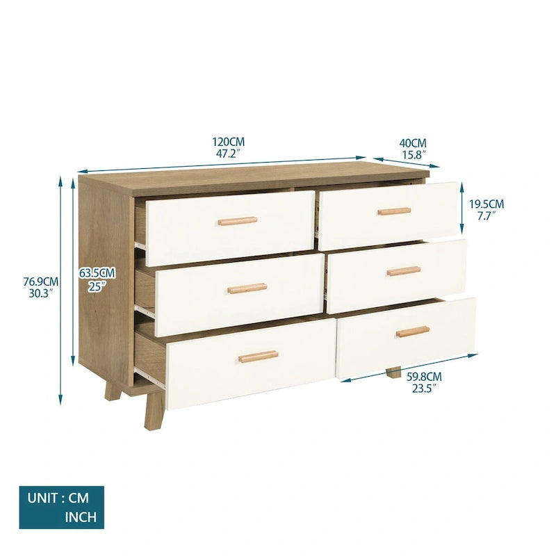 Commode tiroirs en bois massif, meuble de rangement, chêne blanc moderne