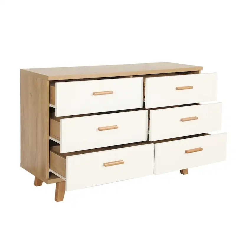 Commode tiroirs en bois massif, meuble de rangement, chêne blanc moderne
