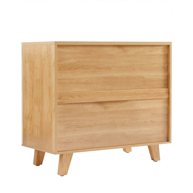 Commode tiroirs en bois massif, meuble de rangement, chêne blanc moderne
