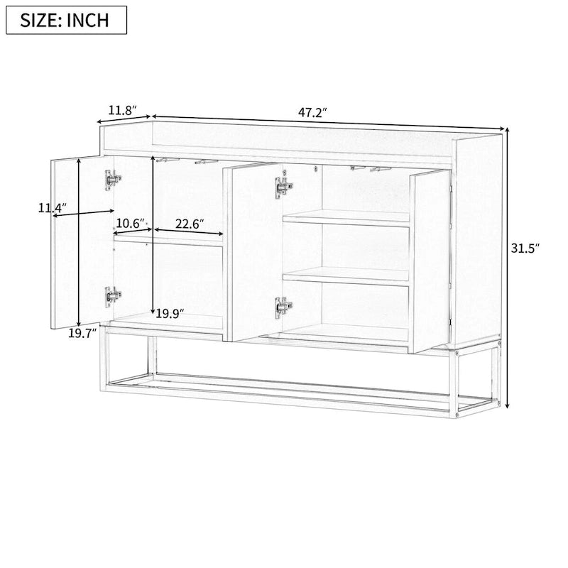 Buffet de salle à manger avec grand espace de rangement - 60L x 15.7W x 33.8H