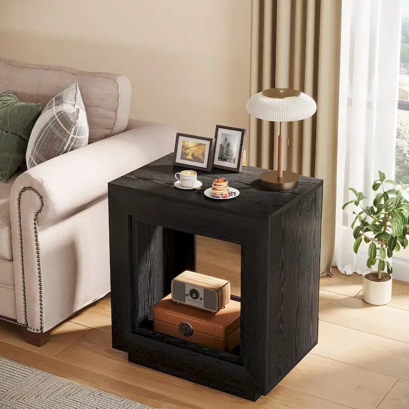 Table d'appoint rectangulaire de style rustique de 23,62 pouces pour salon, table de chevet