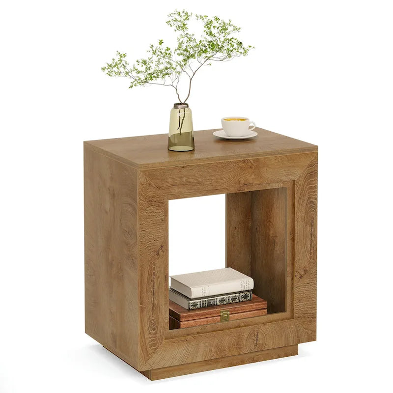 Table d'appoint rectangulaire de style rustique de 23,62 pouces pour salon, table de chevet