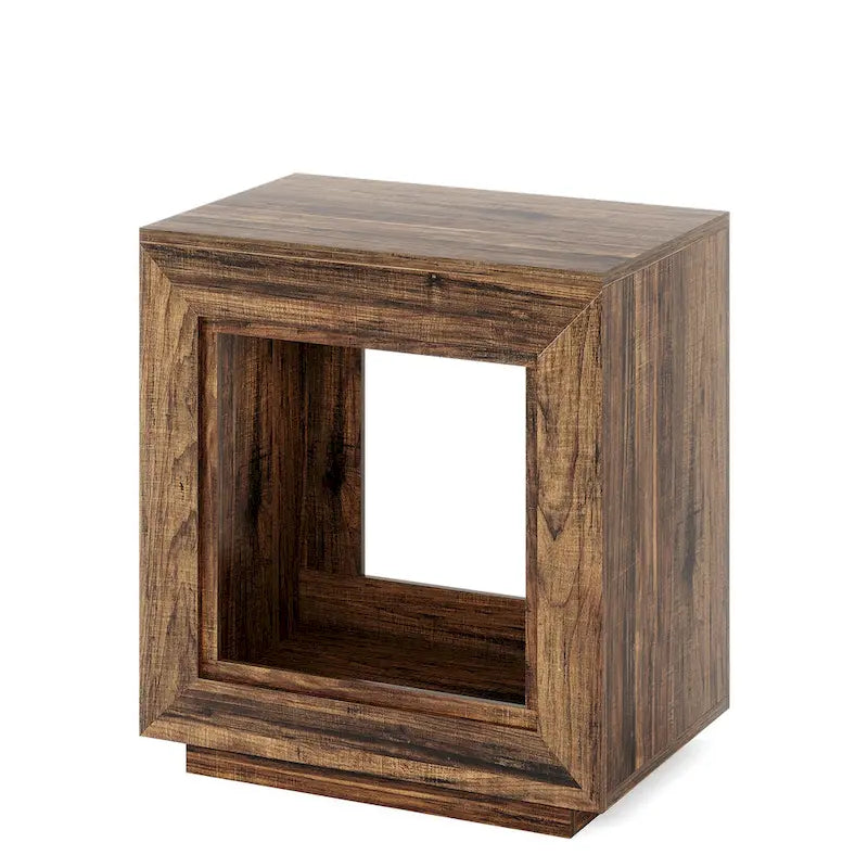 Table d'appoint rectangulaire de style rustique de 23,62 pouces pour salon, table de chevet
