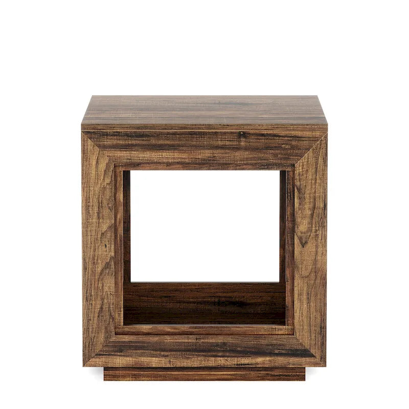 Table d'appoint rectangulaire de style rustique de 23,62 pouces pour salon, table de chevet