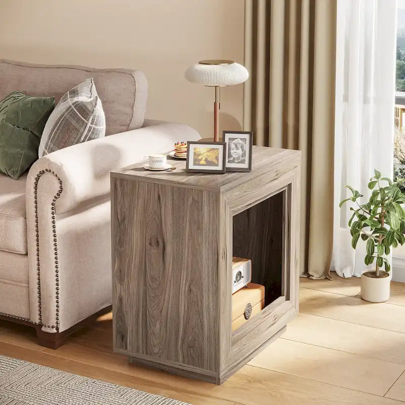 Table d'appoint rectangulaire de style rustique de 23,62 pouces pour salon, table de chevet