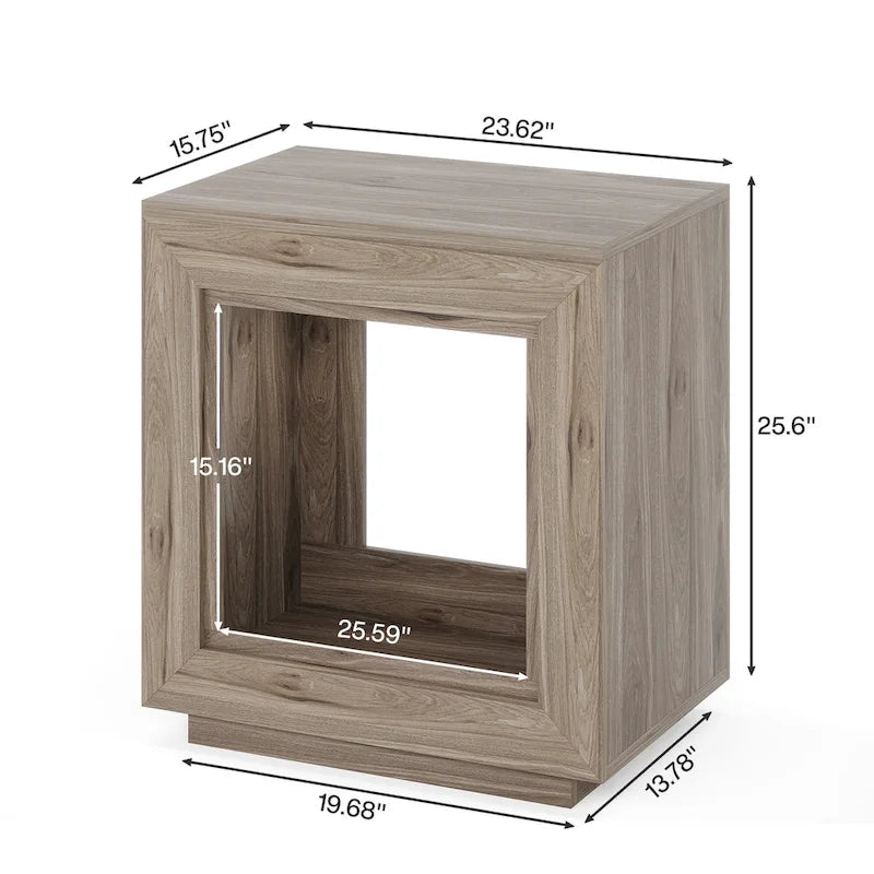 Table d'appoint rectangulaire de style rustique de 23,62 pouces pour salon, table de chevet