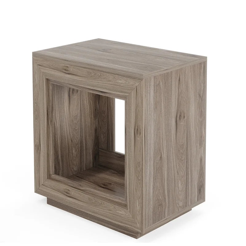 Table d'appoint rectangulaire de style rustique de 23,62 pouces pour salon, table de chevet