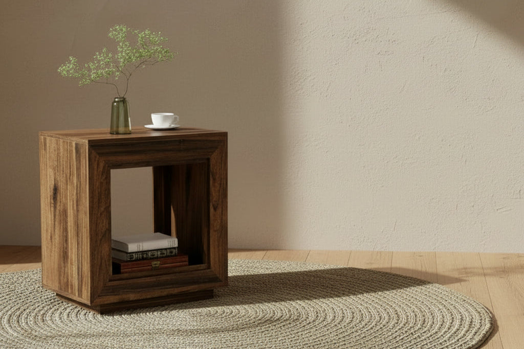 Table d'appoint rectangulaire de style rustique de 23,62 pouces pour salon, table de chevet