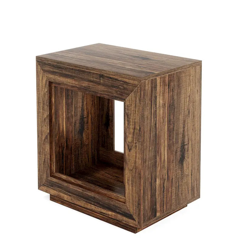 Table d'appoint rectangulaire de style rustique de 23,62 pouces pour salon, table de chevet