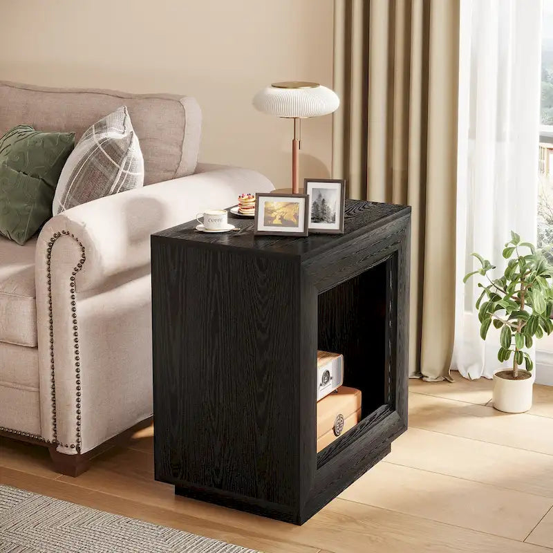 Table d'appoint rectangulaire de style rustique de 23,62 pouces pour salon, table de chevet