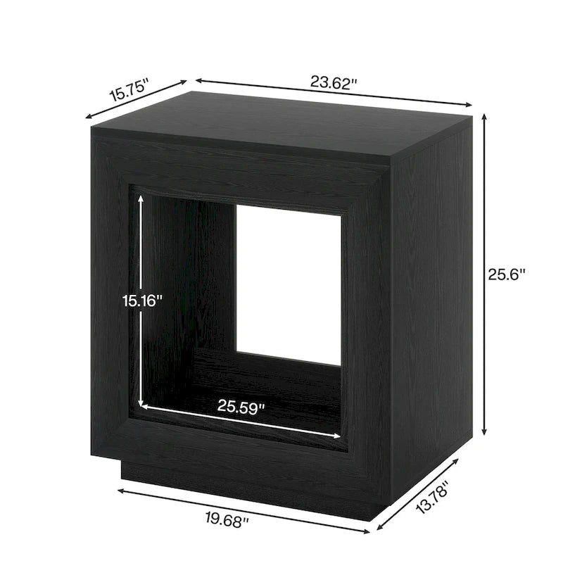 Table d'appoint rectangulaire de style rustique de 23,62 pouces pour salon, table de chevet