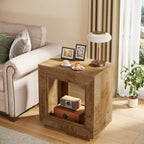 Table d'appoint rectangulaire de style rustique de 23,62 pouces pour salon, table de chevet
