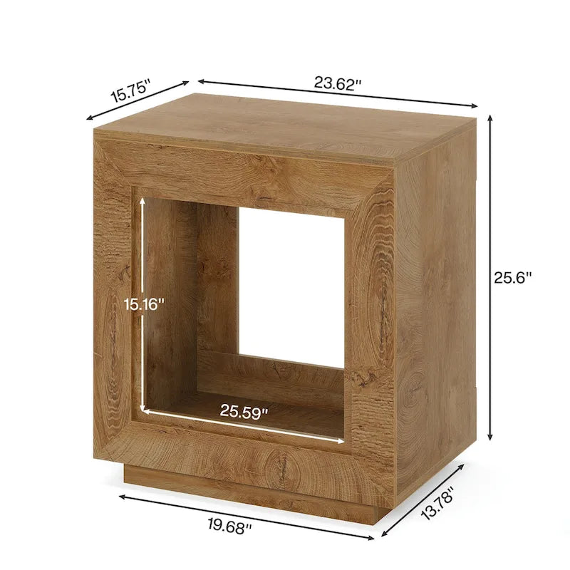 Table d'appoint rectangulaire de style rustique de 23,62 pouces pour salon, table de chevet