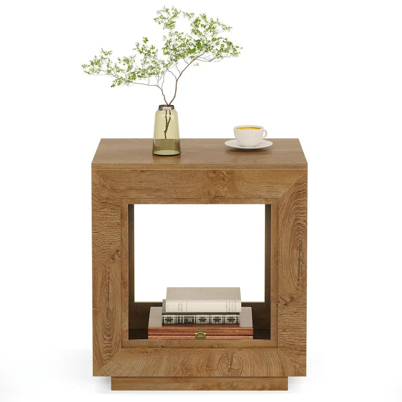 Table d'appoint rectangulaire de style rustique de 23,62 pouces pour salon, table de chevet