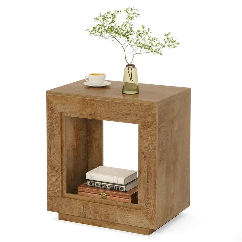 Table d'appoint rectangulaire de style rustique de 23,62 pouces pour salon, table de chevet