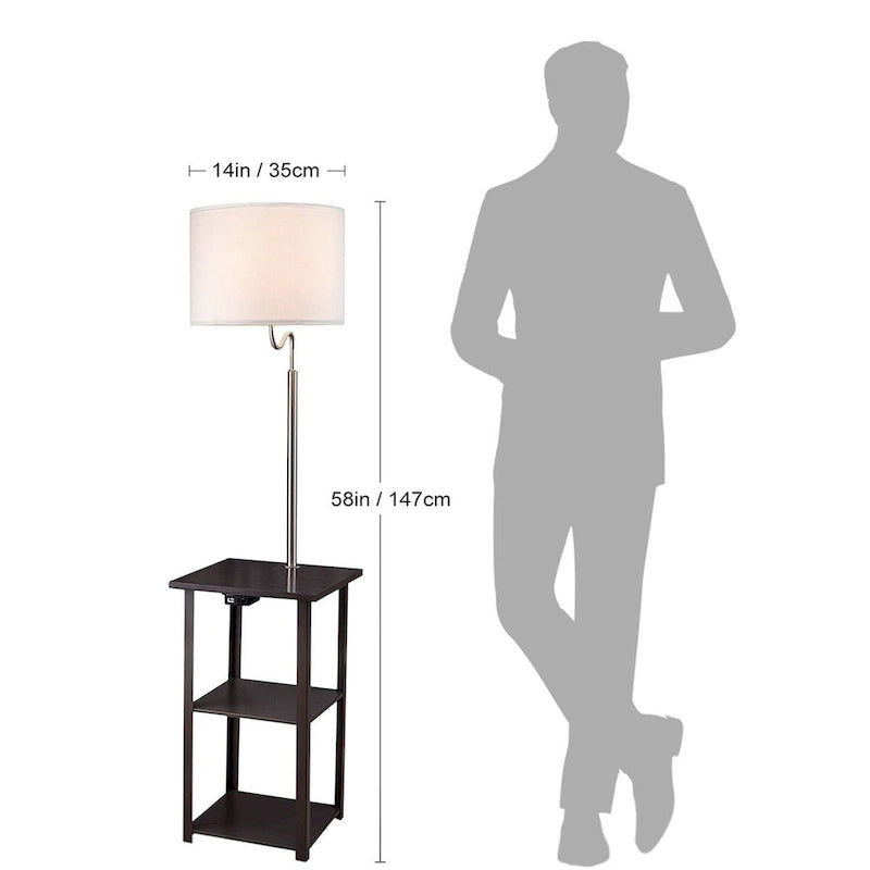58 Table d'appoint canapé avec étagères et lampe, avec station de charge