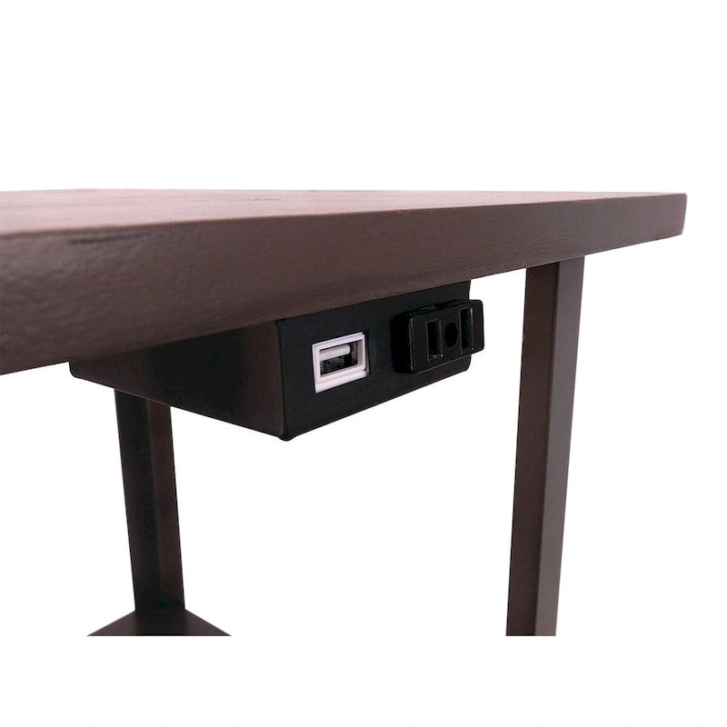 58 Table d'appoint canapé avec étagères et lampe, avec station de charge
