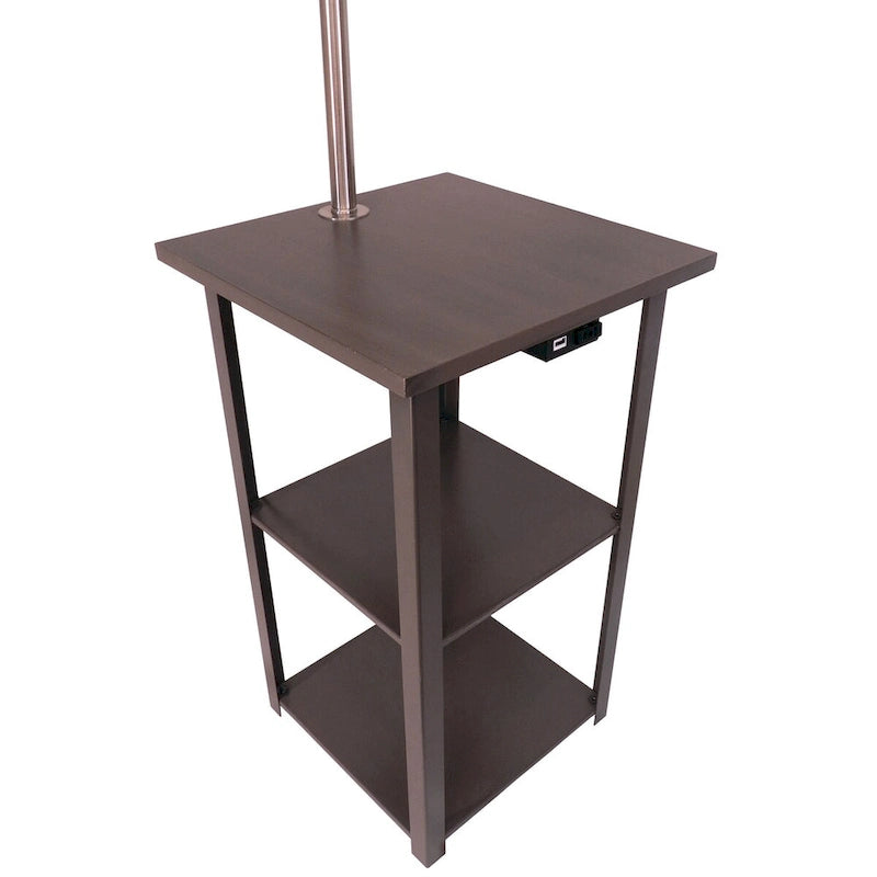 58 Table d'appoint canapé avec étagères et lampe, avec station de charge