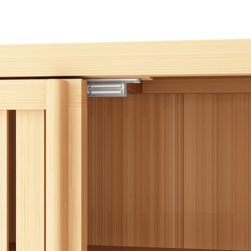 Meuble de rangement en bambou, meuble de salle de bain autoportant avec 2 portes à persiennes, meuble bas.