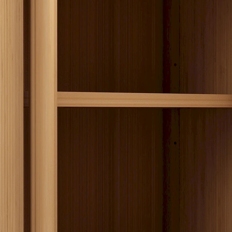 Meuble de rangement en bambou, meuble de salle de bain autoportant avec 2 portes à persiennes, meuble bas.