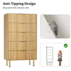 Commode 5 tiroirs blanc / marbre et bois – Panneau cannelé, pour usage individuel