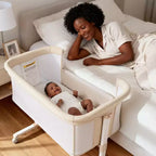 Berceau pour bébé avec roulettes - Beige / Gris / Rose, cododo, pour 1 bébé