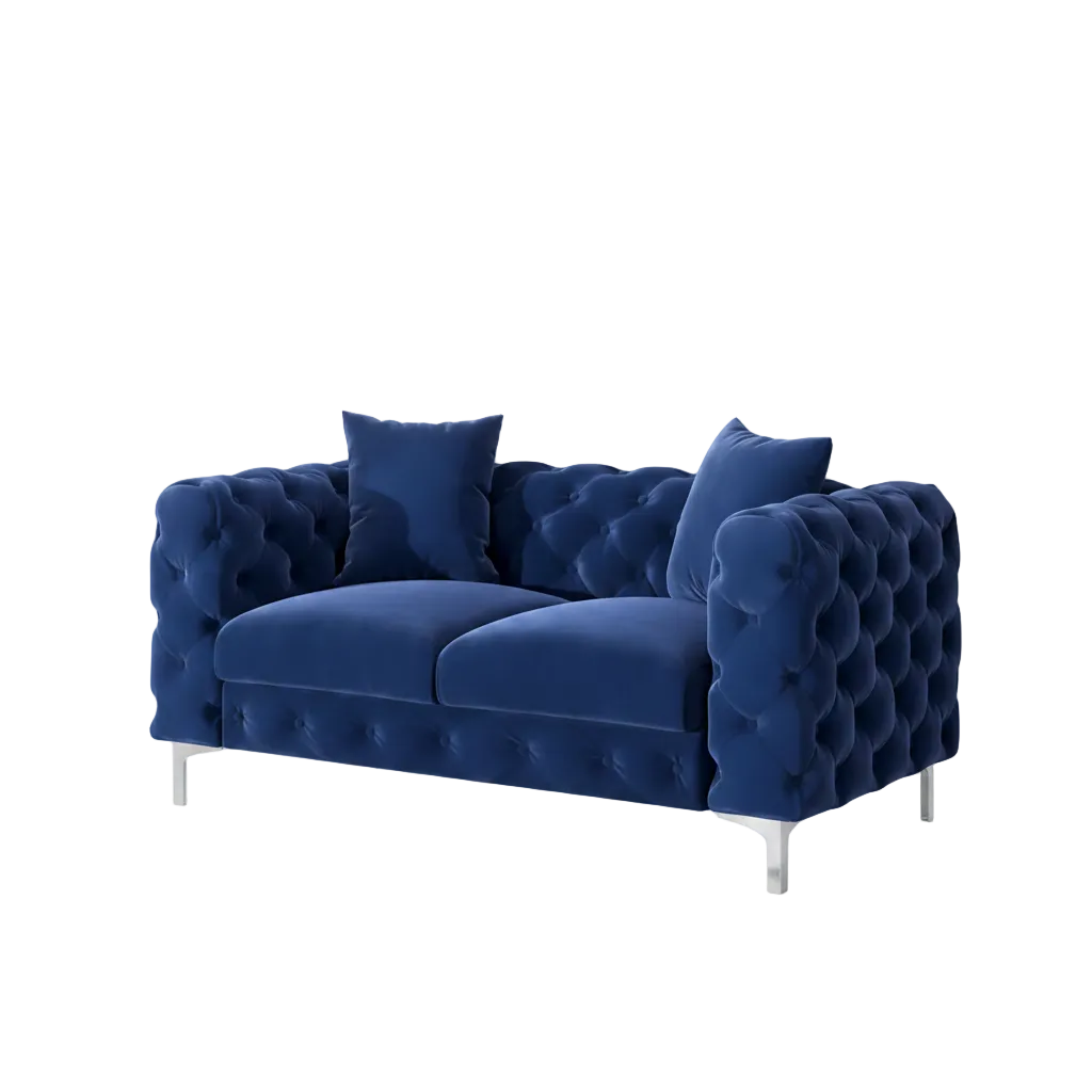 Canapé bleu marine sur fond blanc