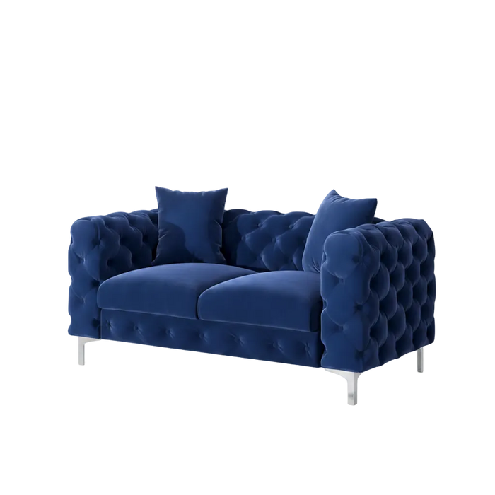 Canapé bleu marine sur fond blanc